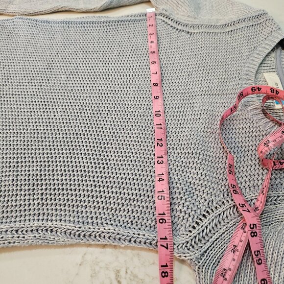 Anthropologie Sparrow Sweater Size Medium Heather Blue Gray Boho Multi Knit - Picture 6 of 7